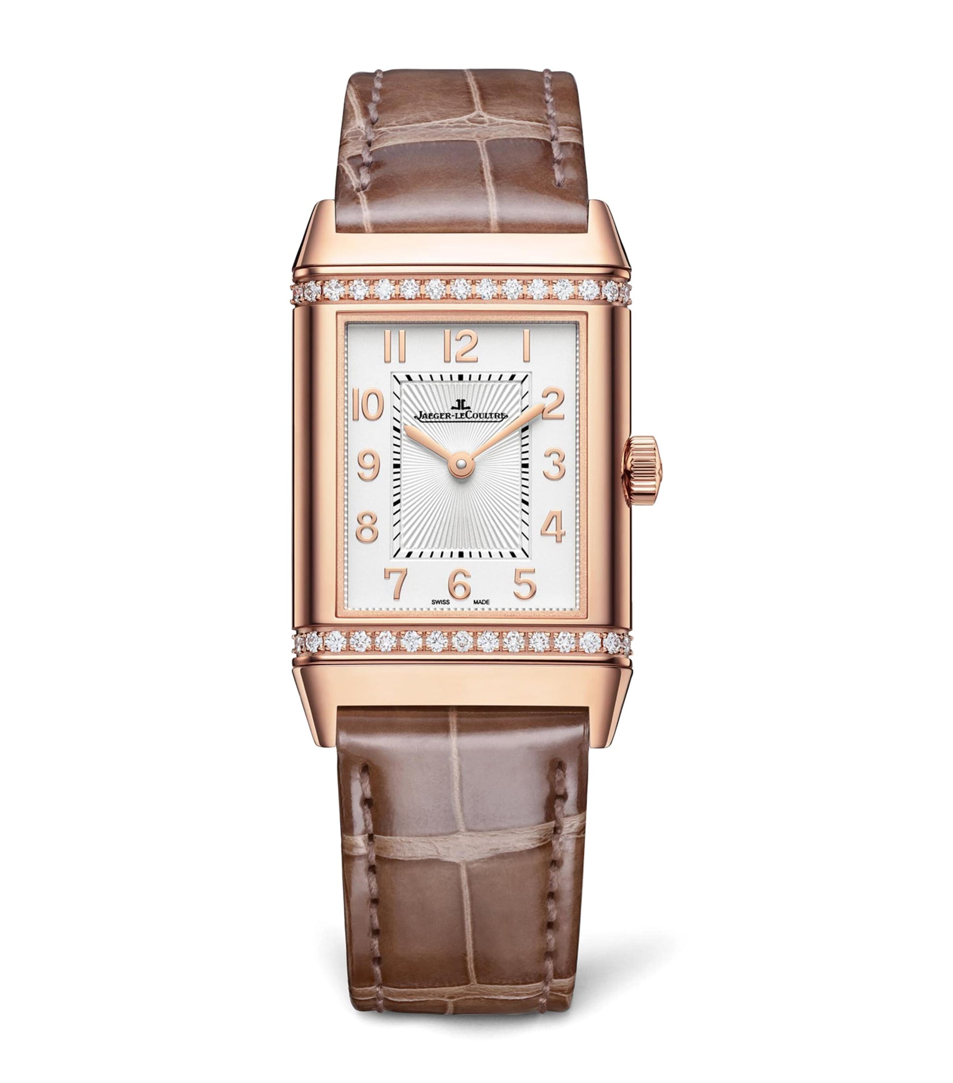 Jaeger-LeCoultre Pink Gold and Diamond Reverso Classic Duetto Watch 24.4mm