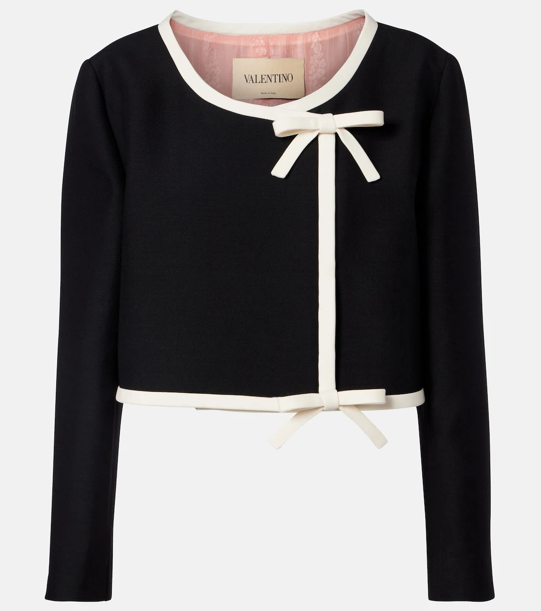 Valentino - Crepe Couture bow-detail cropped jacket
