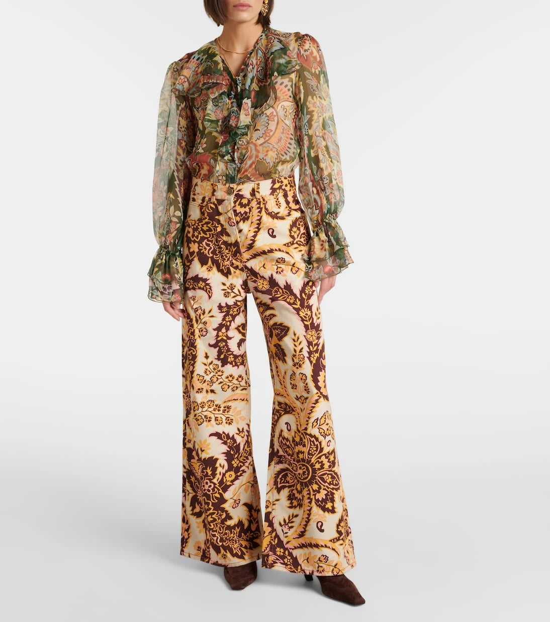 Etro - Floral high-rise wide-leg jeans
