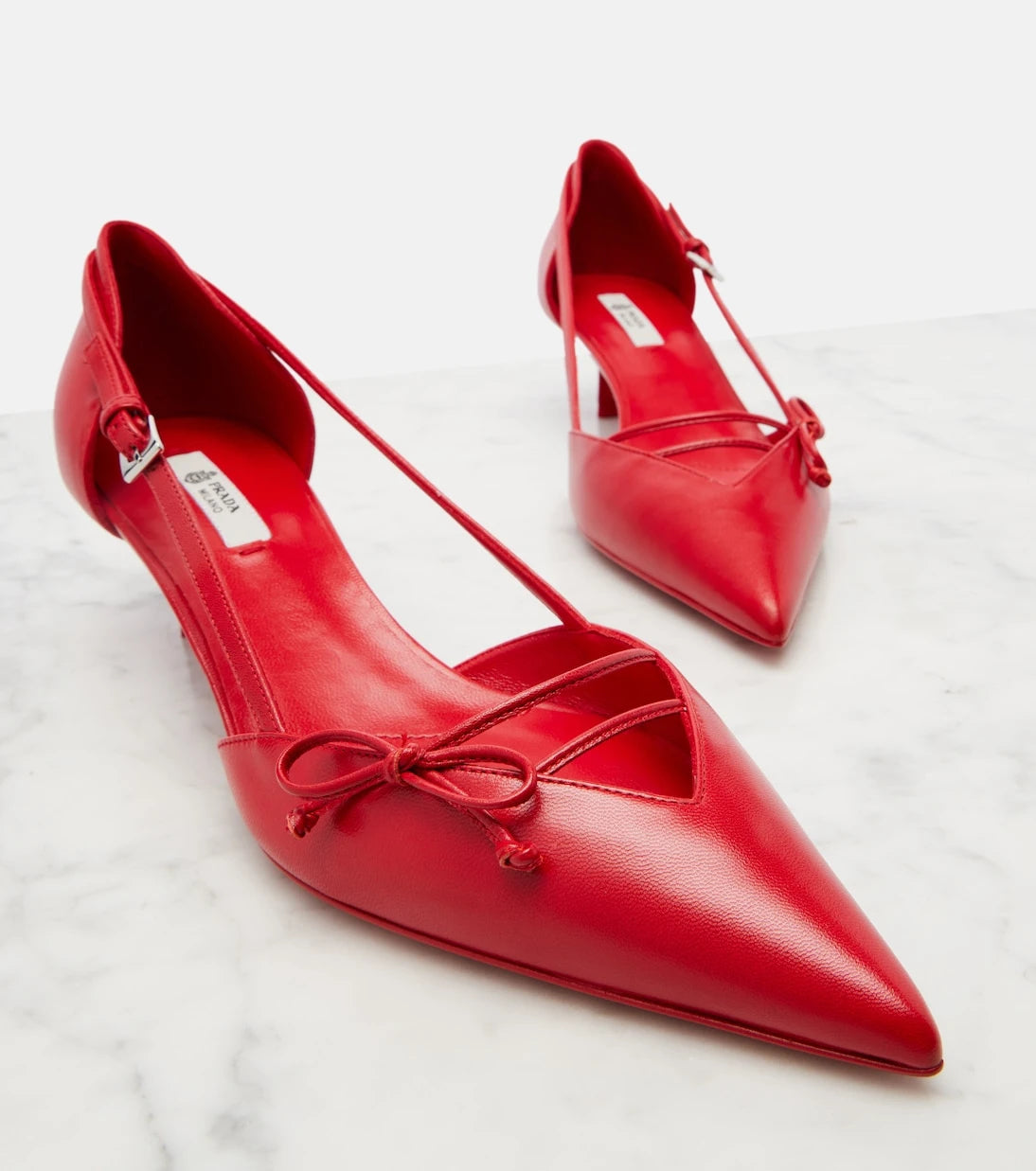Prada - Bow-detail leather pumps