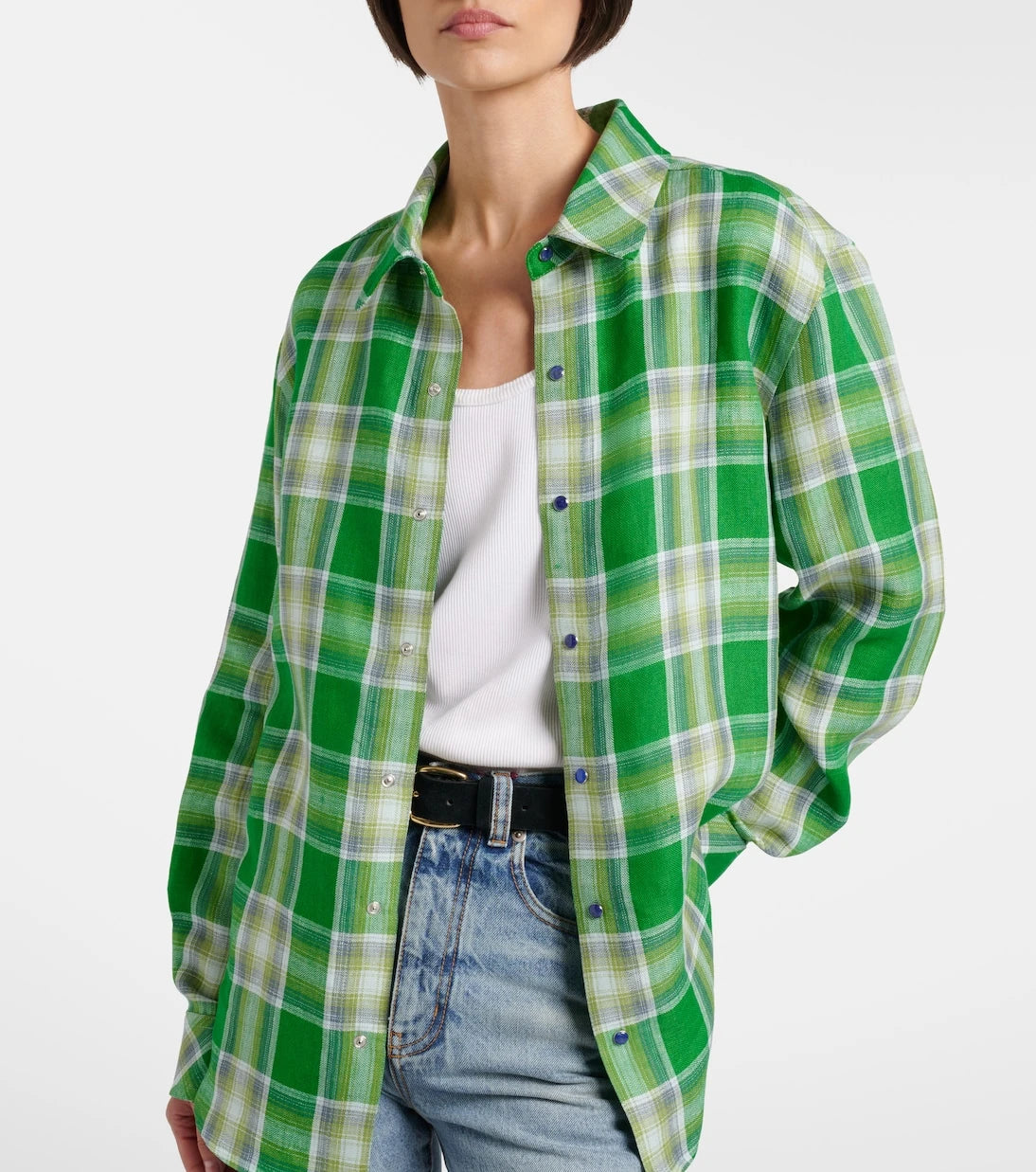 God's True Cashmere - Harbor linen shirt with lapis lazuli