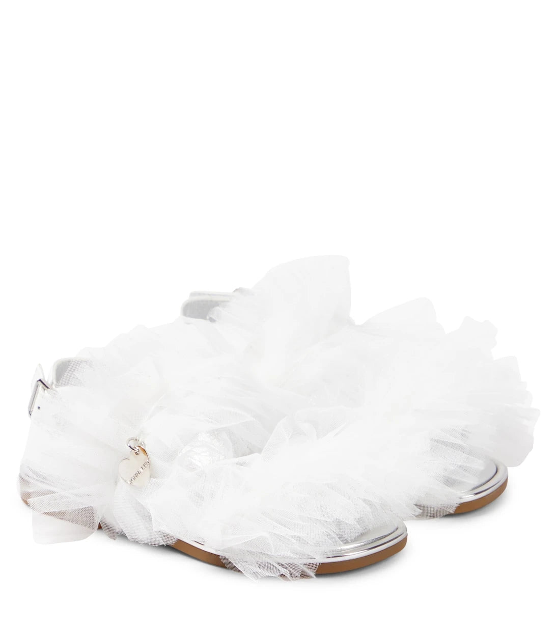 Monnalisa - Appliqué tulle and leather sandals