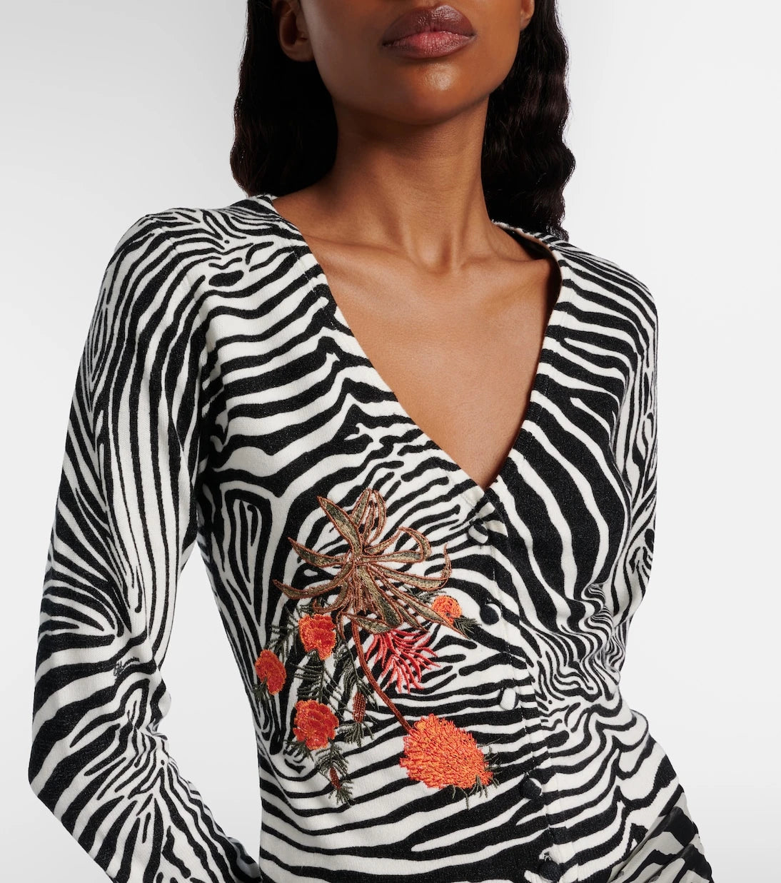 Blumarine - Printed ribbed-knit cardigan