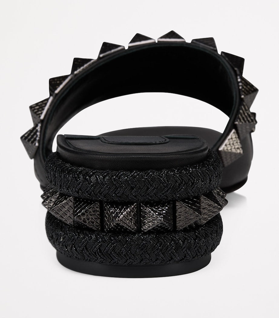 Christian Louboutin Black Pyraclou Embellished Heeled Mules 30