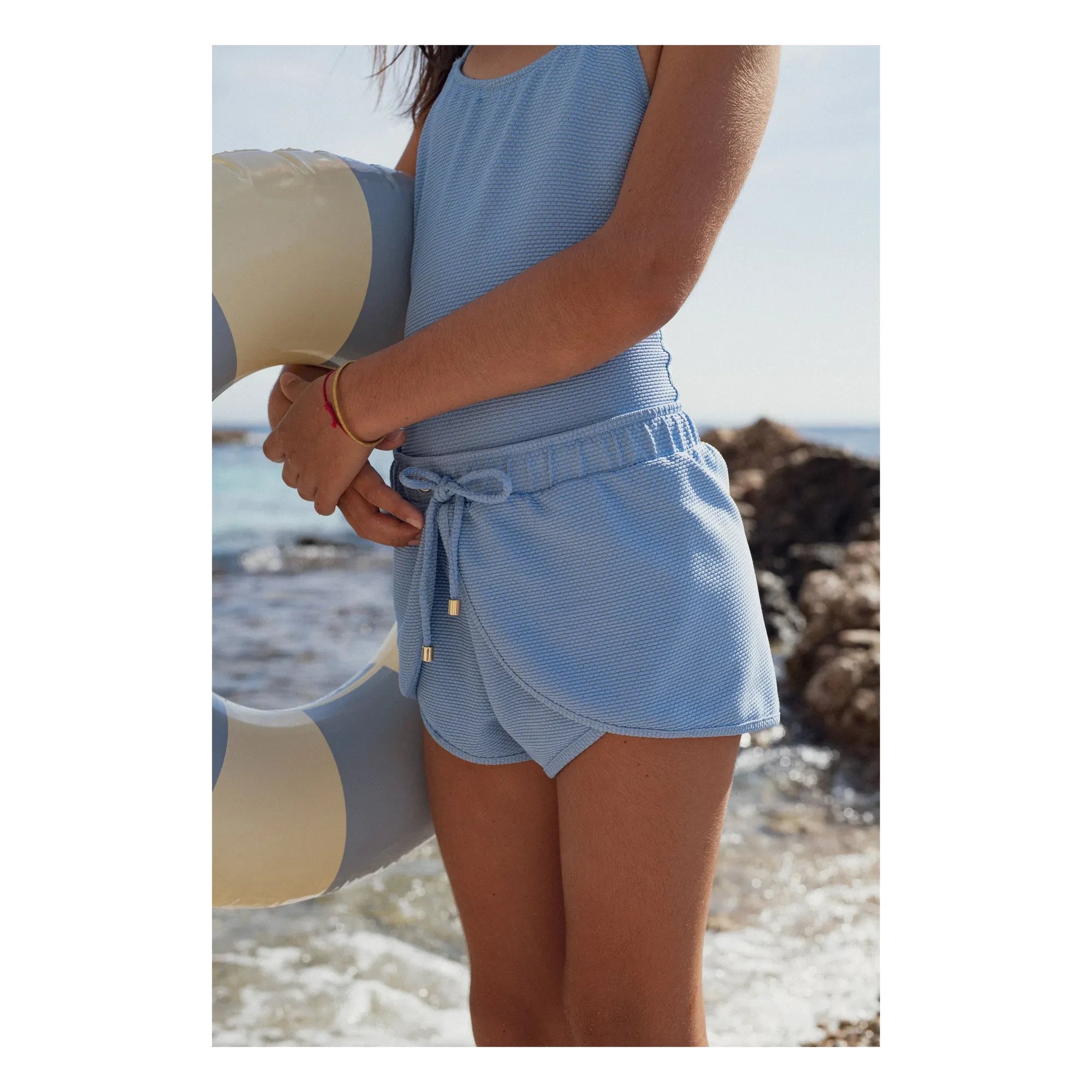 Lison Paris - Bahamas Metallic Swim Shorts | Light blue