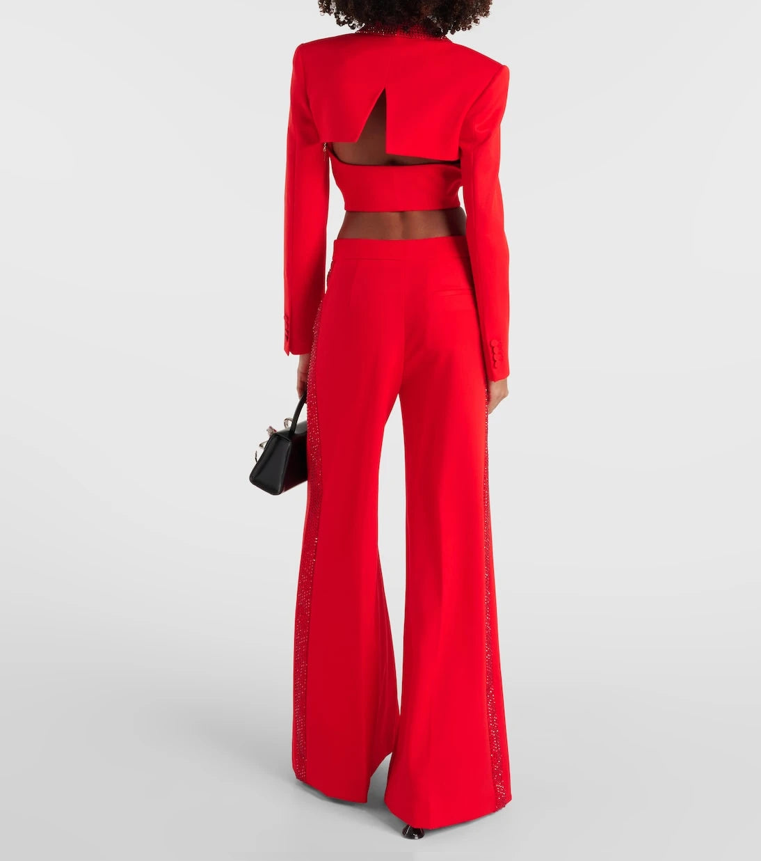 Area - Crystal-embellished cropped wool blazer