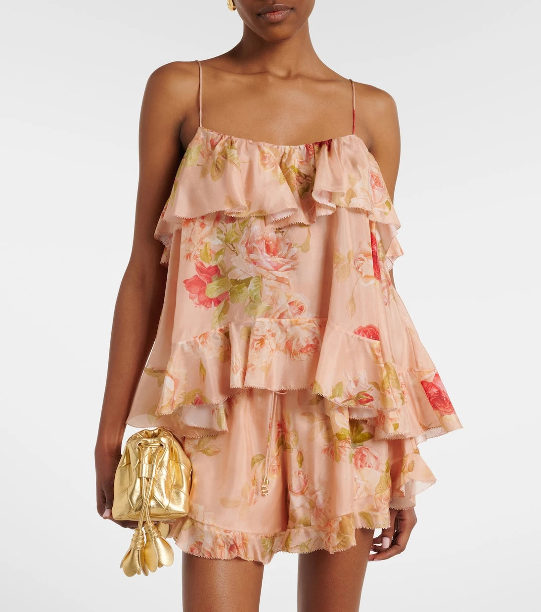 Zimmermann - Roselight floral ruffled silk camisole