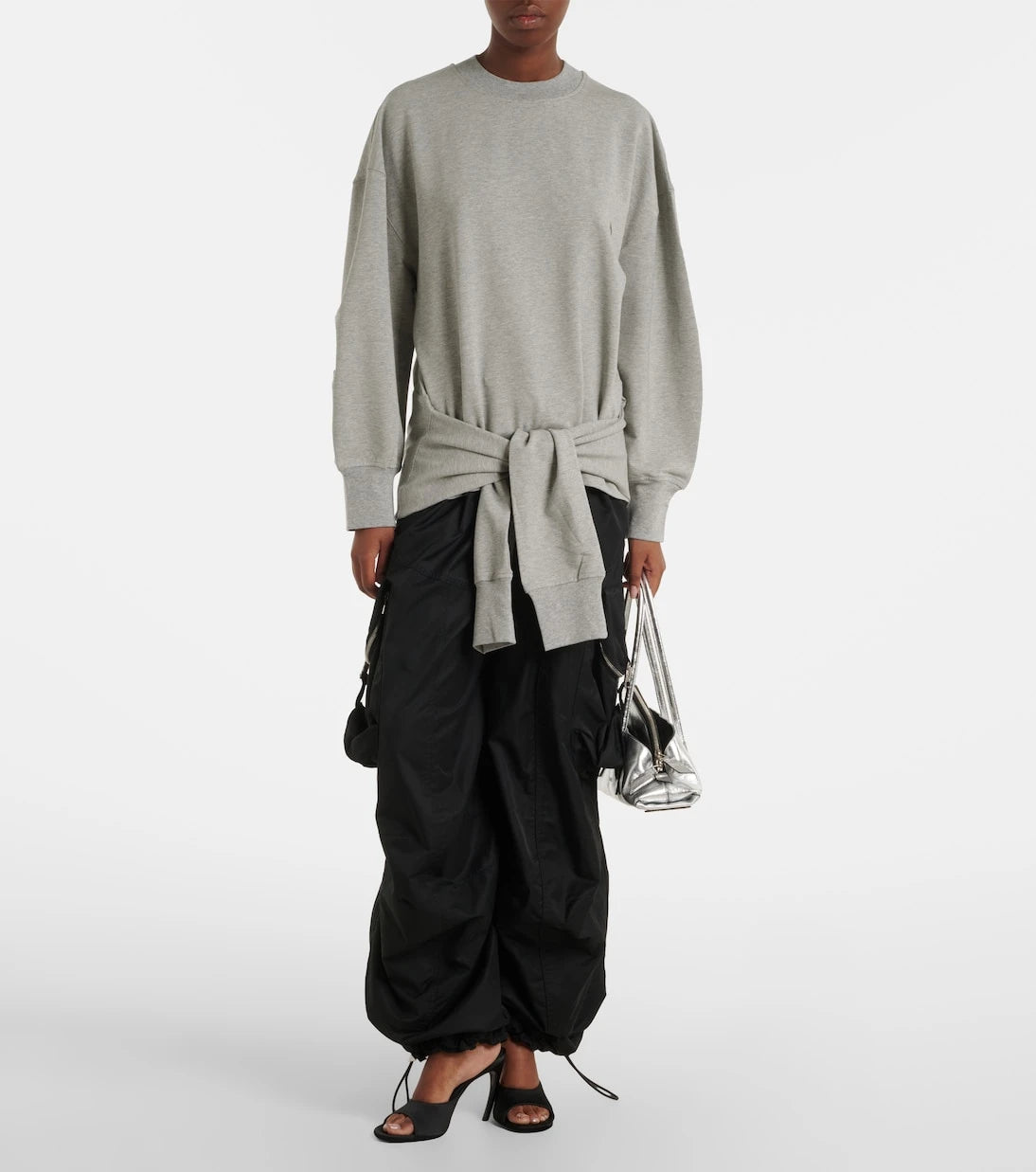 The Attico - Oversized draped cotton-blend sweatshirt