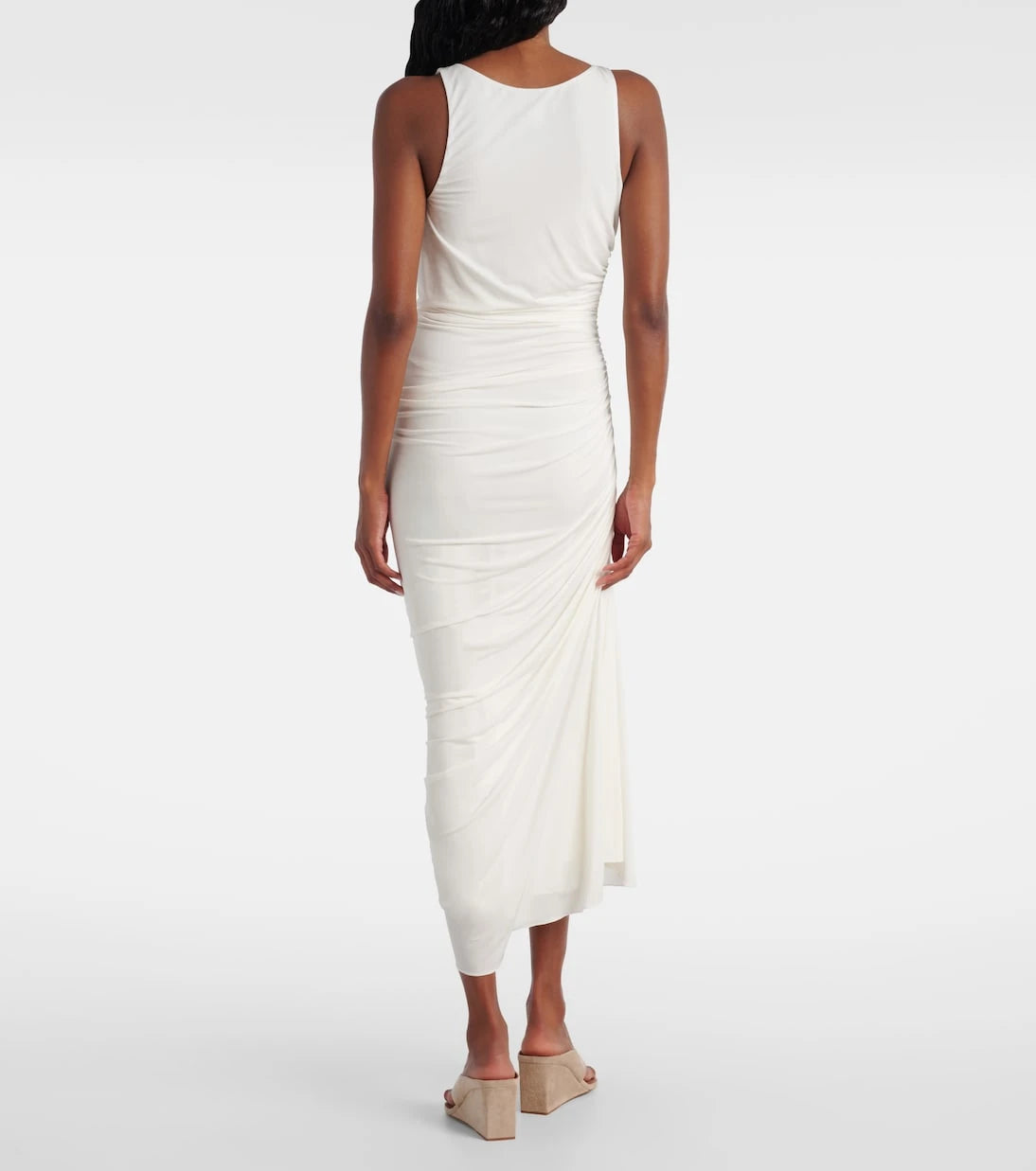 Alaïa - Asymmetric gathered jersey maxi dress