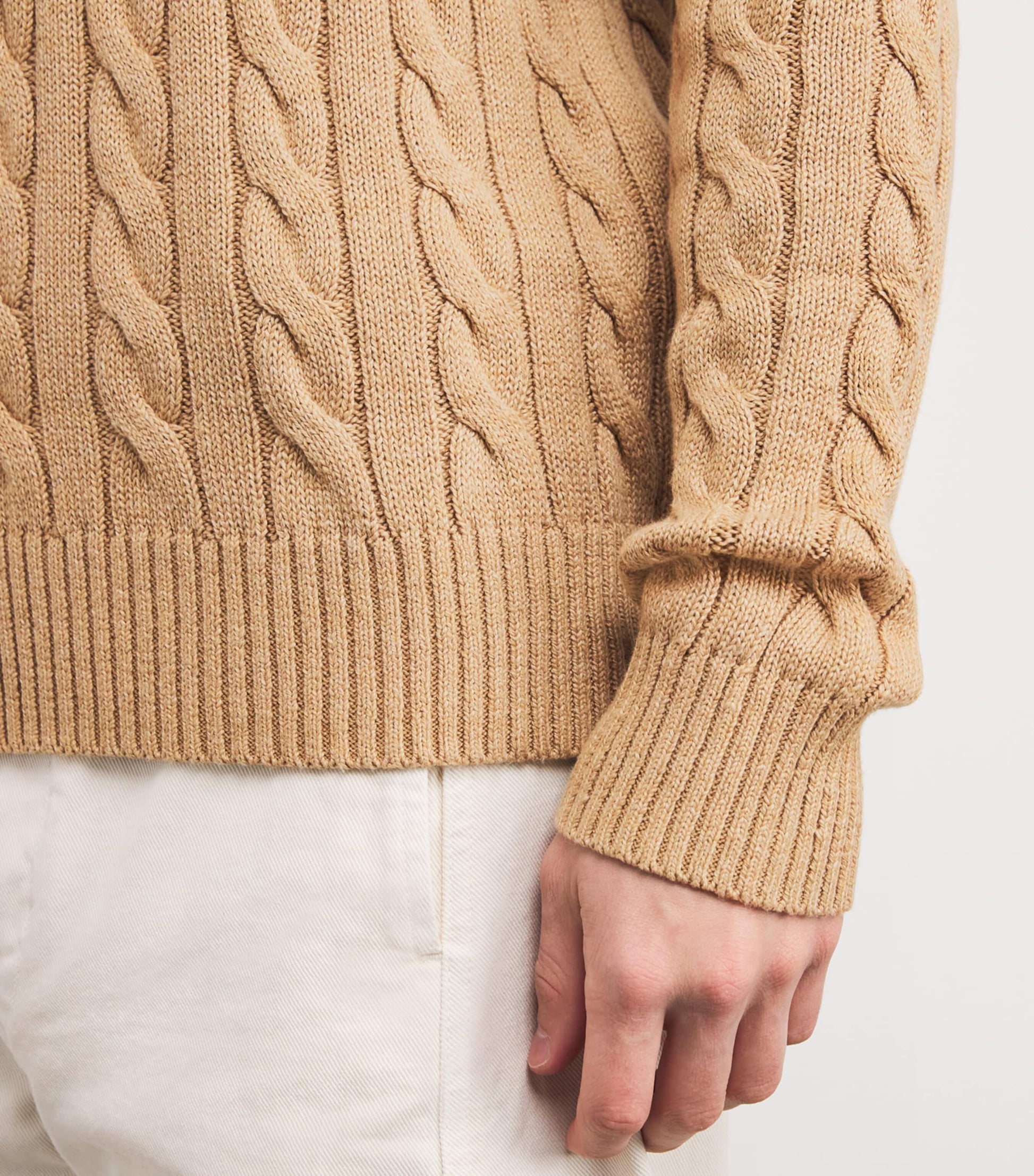 Brown Cotton Cable-Knit Logo Sweater