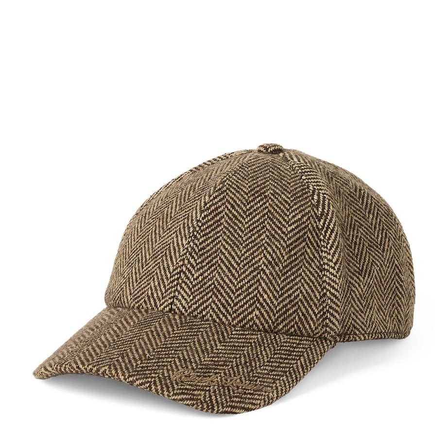 Ralph Lauren Collection Beige Cashmere-Silk Herringbone Tweed Cap