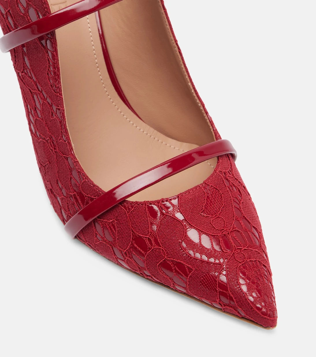 Malone Souliers - Maureen 85 leather-trimmed lace mules