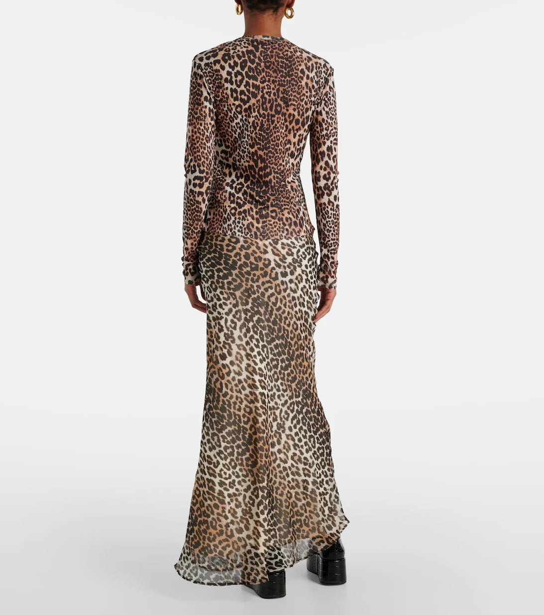 Ganni - Leopard-print mesh top