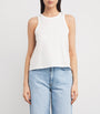 Cotton Crochet-Back Tank Top WHITE