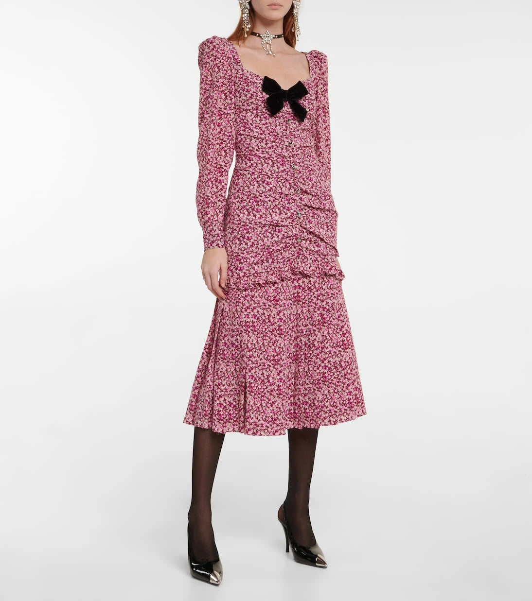 Alessandra Rich - Floral silk midi dress