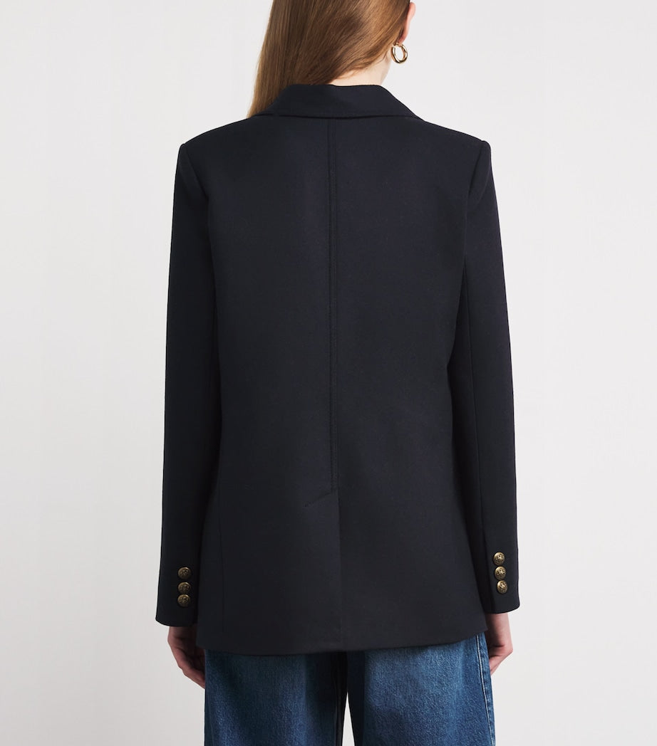 ME+EM Navy Wool-Blend Single-Breasted Blazer