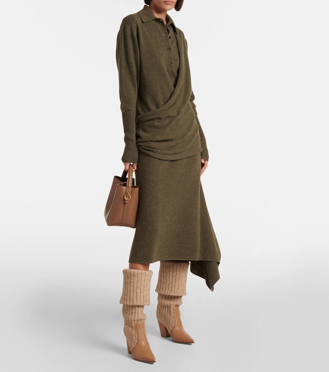 Gianvito Rossi - Leather-trimmed knee-high boots