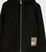 Burberry Black Cotton Check-Label Hoodie