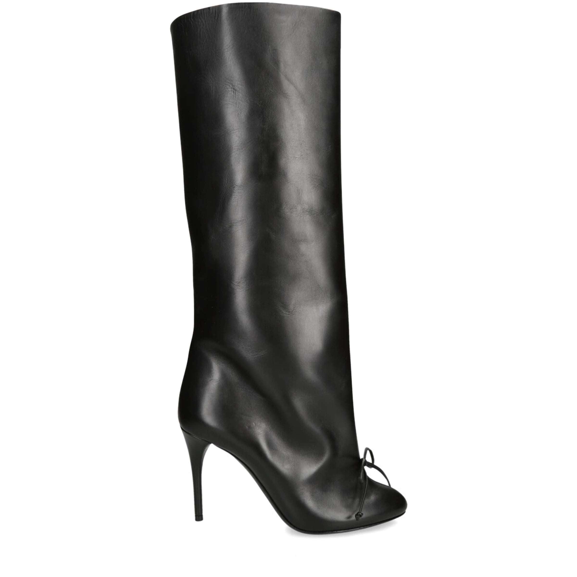 Alaïa Black Leather Bow Knee-High Boots 90