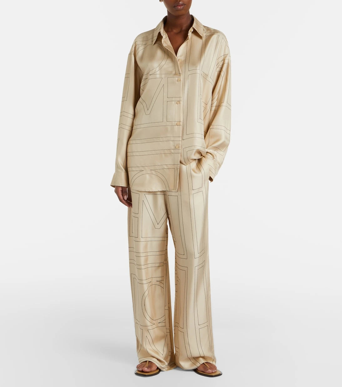 Toteme - Embroidered silk satin shirt