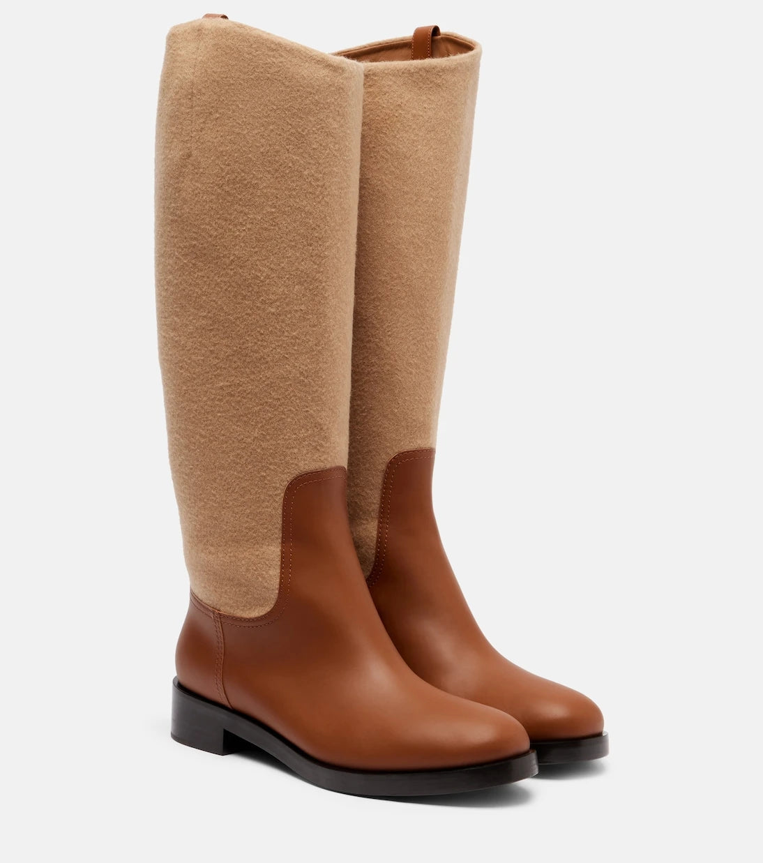 Max Mara - Cavaliere leather and wool knee-high boots