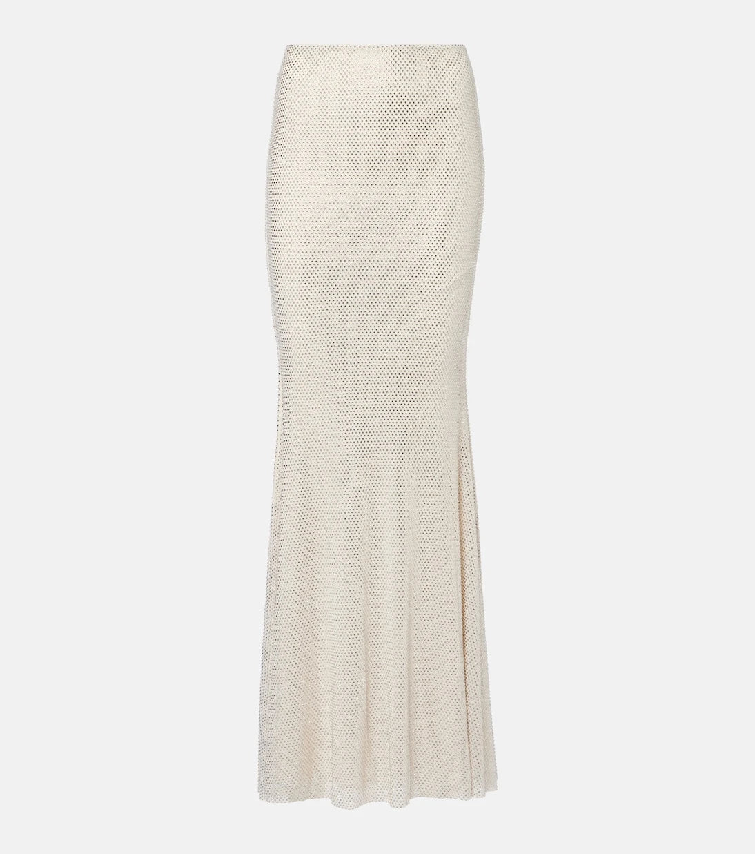 Self-Portrait - Rhinestone-embellished mesh maxi skirt