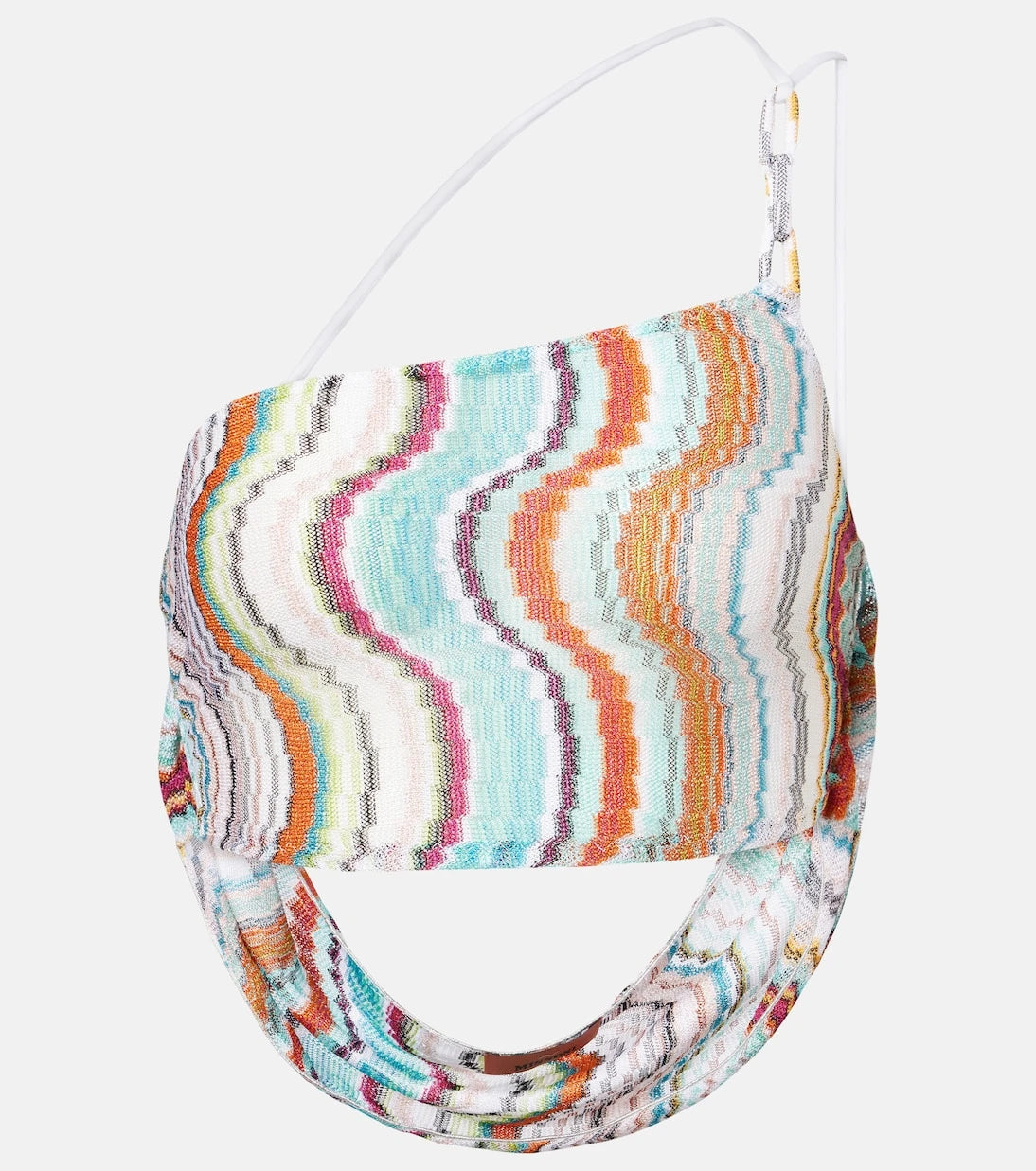 Missoni - Zigzag one-shoulder lamé crop top