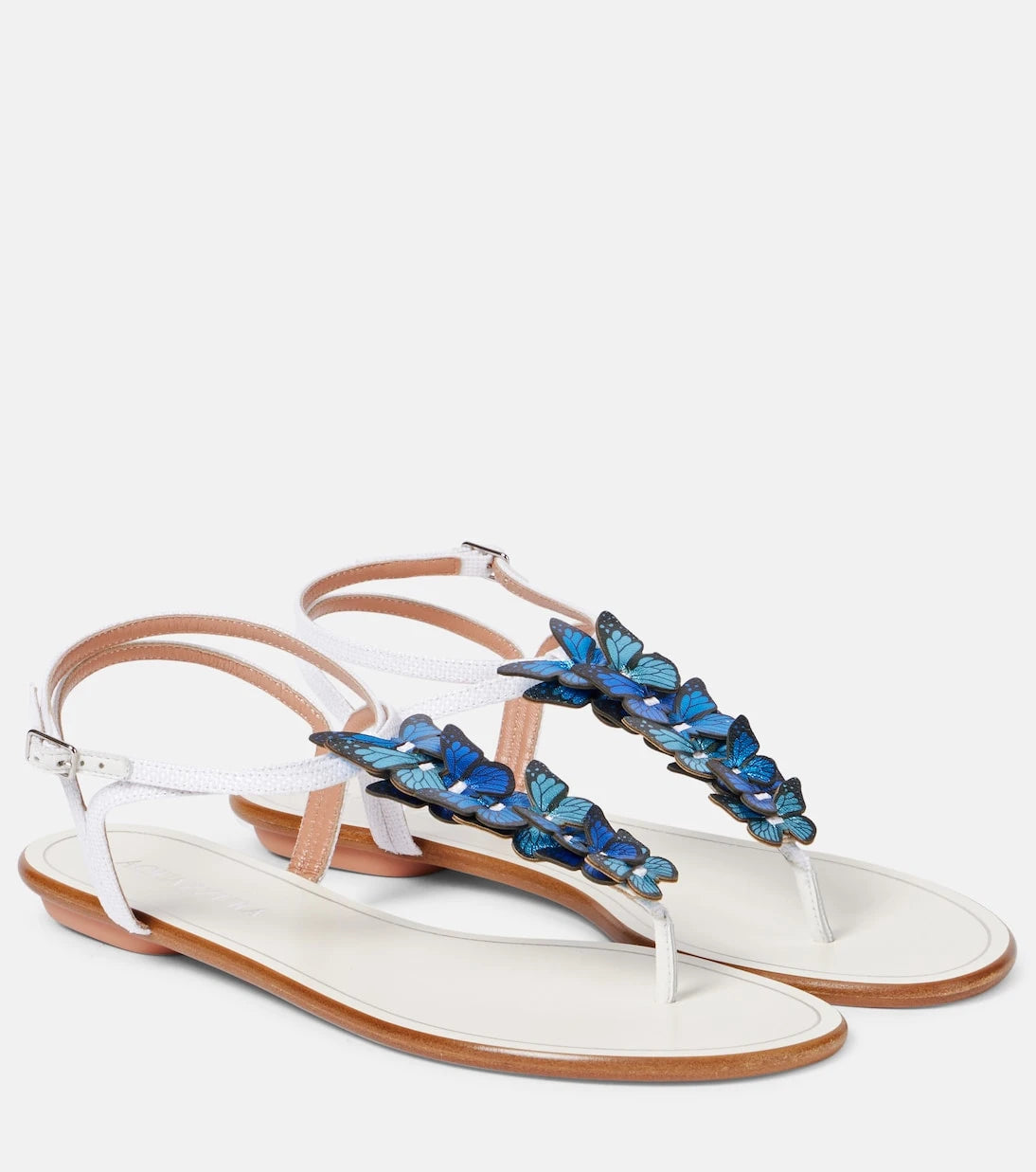 Aquazzura - Papillon leather-trimmed canvas sandals