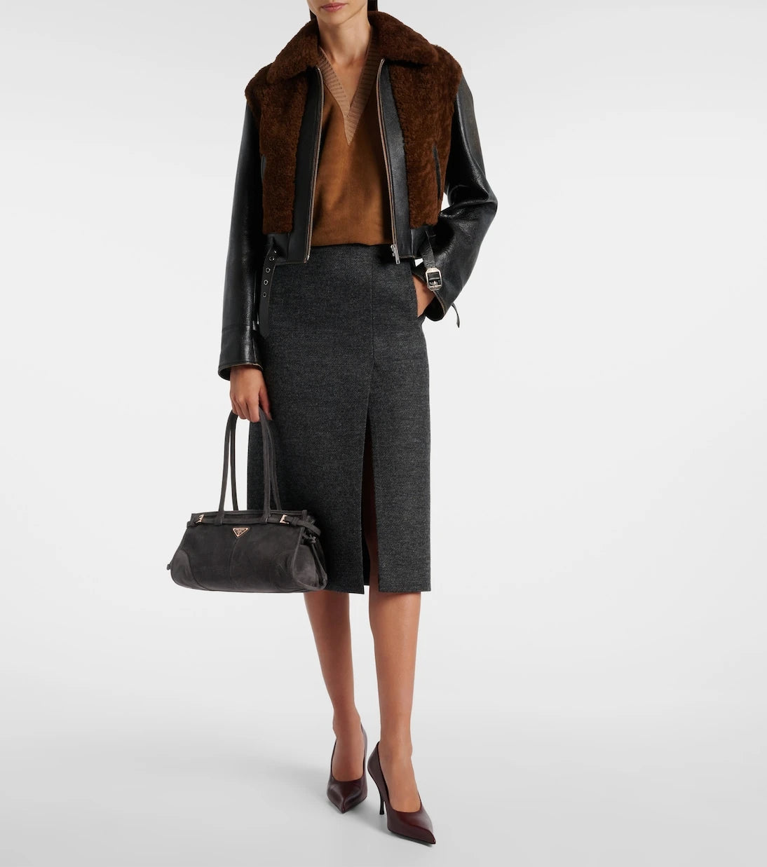 Prada - Prada Bonnie Medium suede shoulder bag