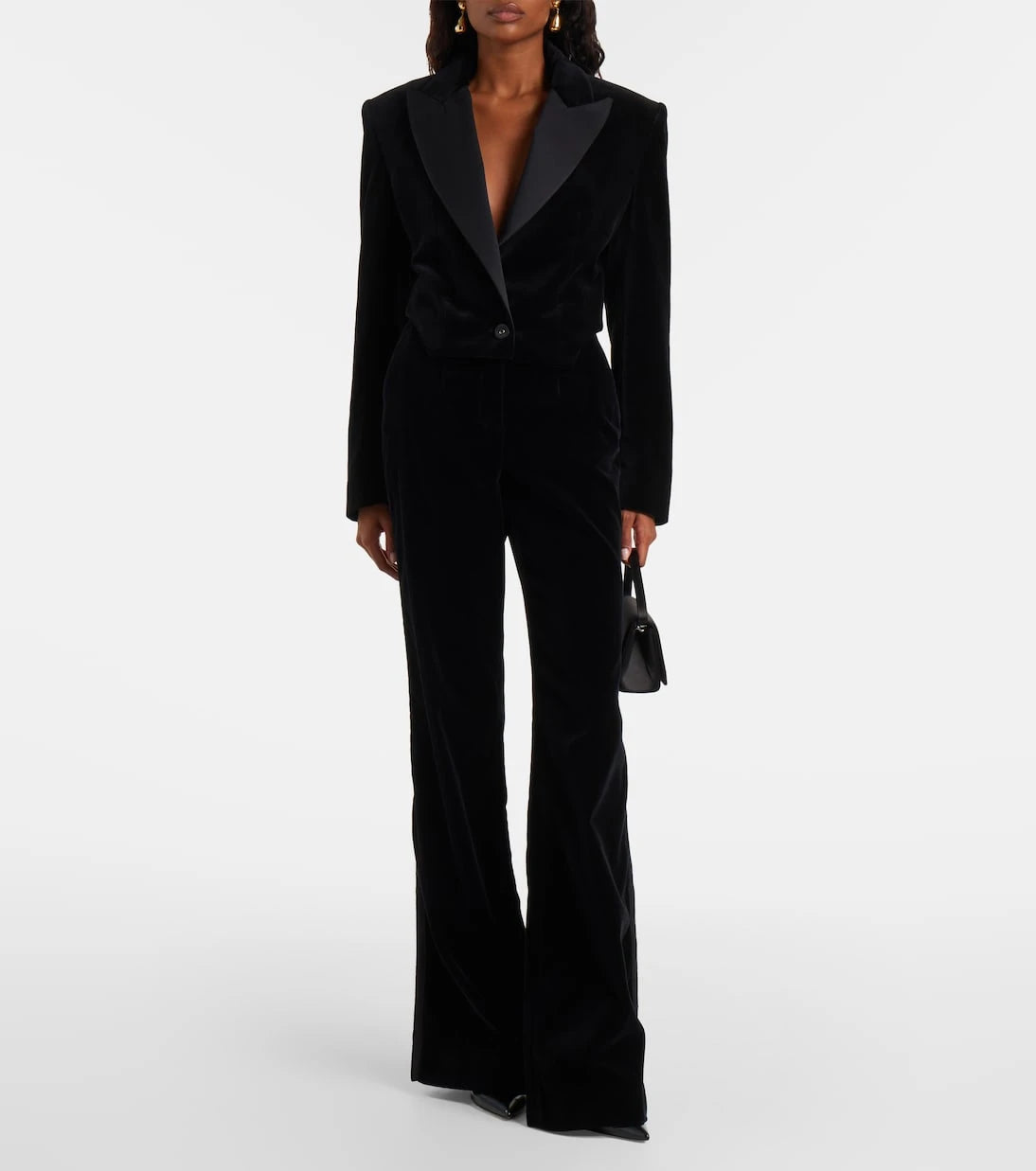 Costarellos - Cotton velvet wide-leg pants