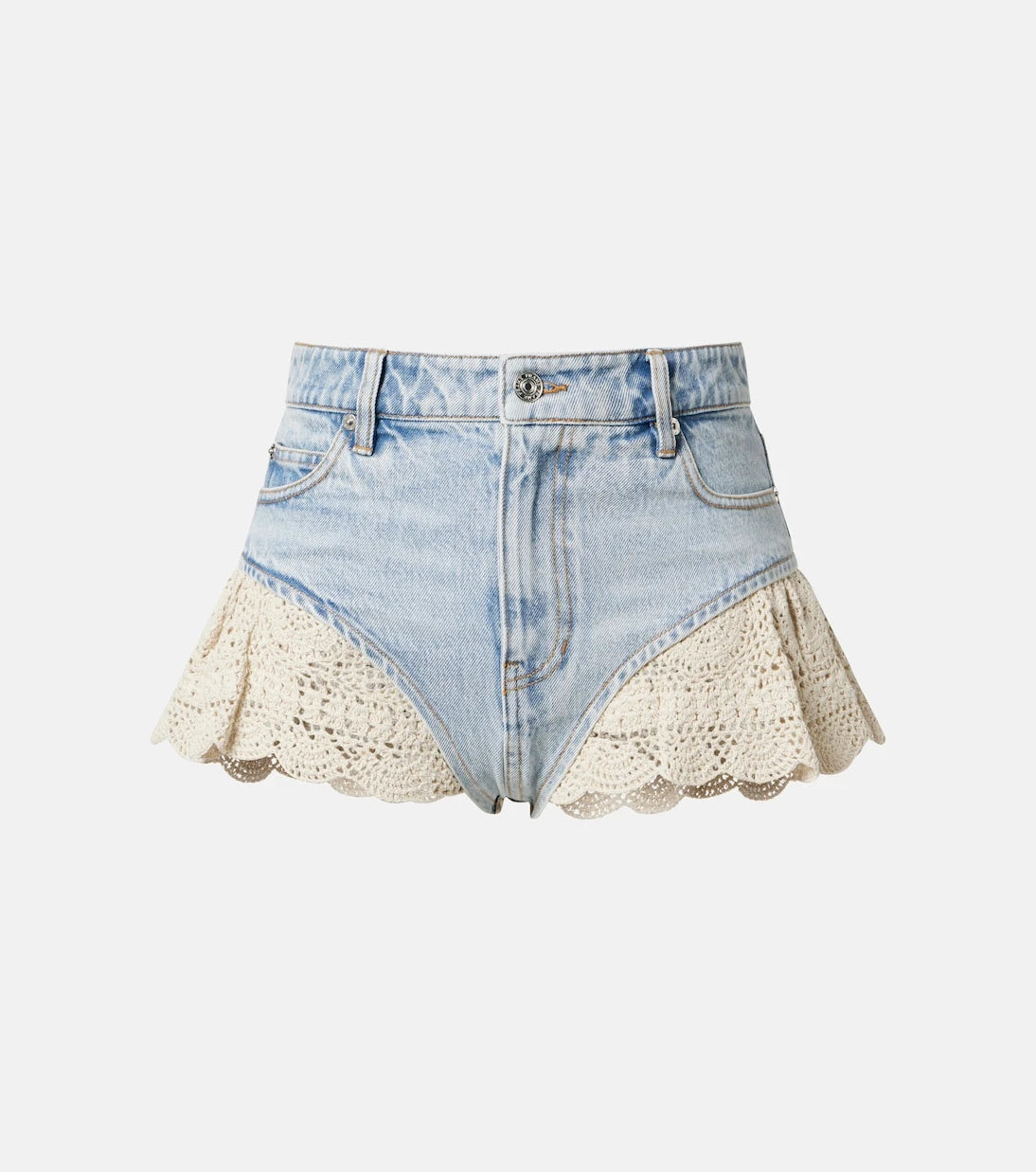 Frame - Crochet denim shorts