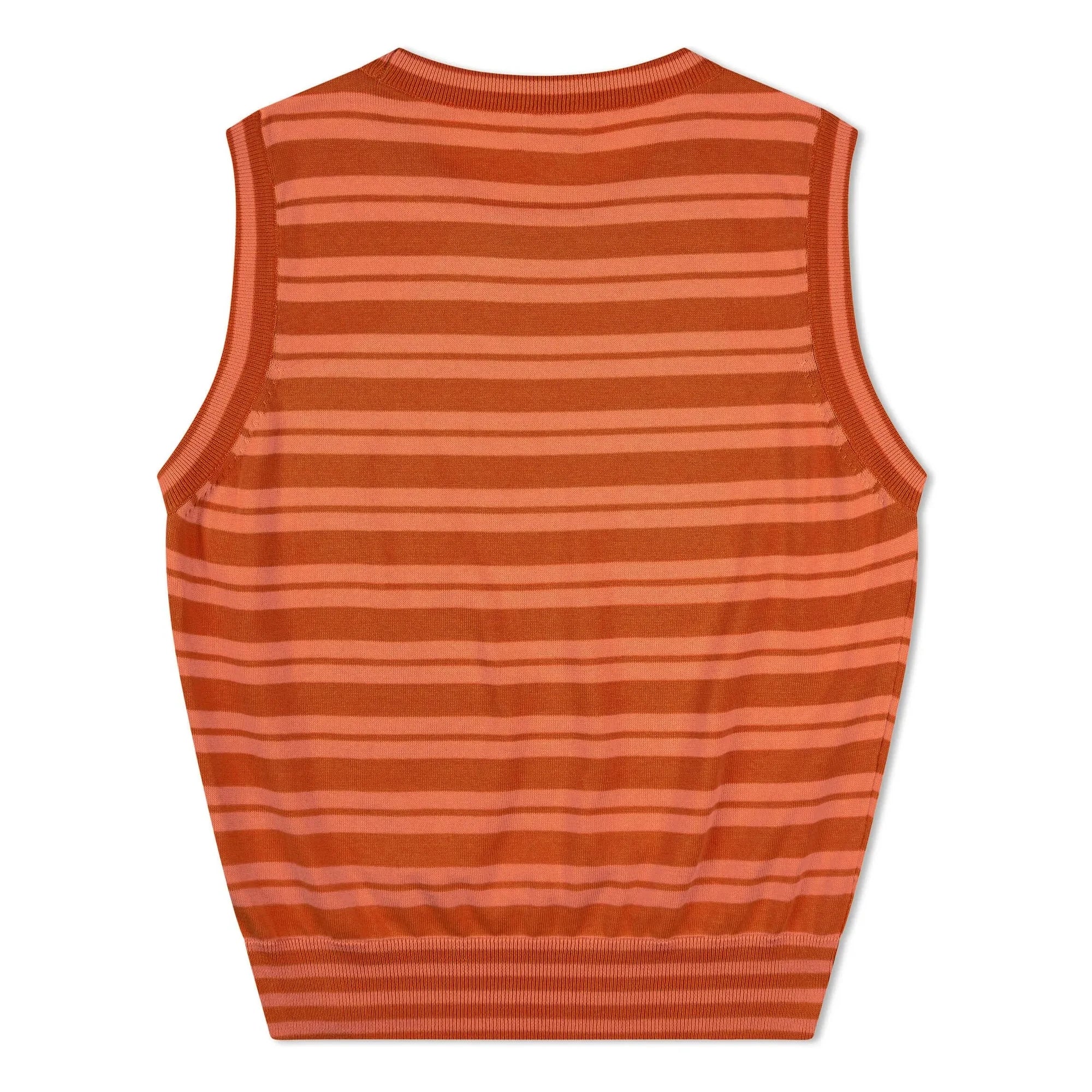 Matona - Organic cotton striped fine knit tank top | Dark red