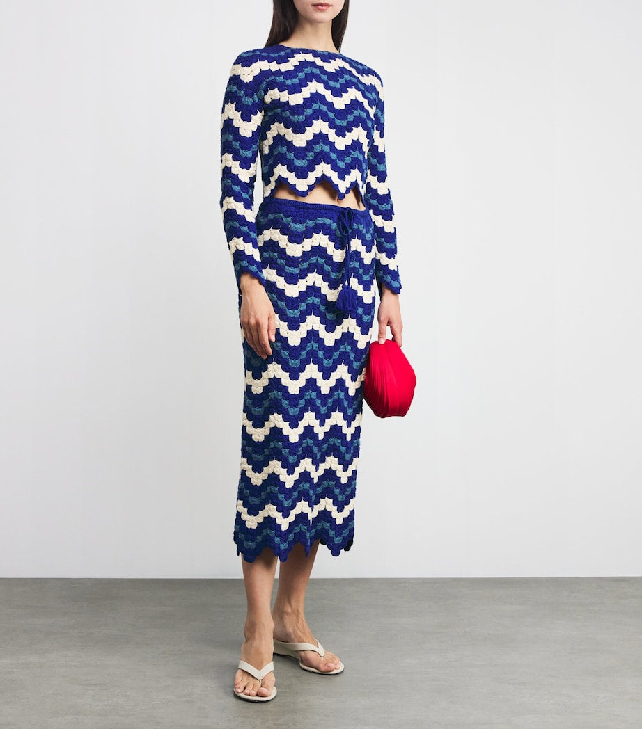 ESCVDO Blue Crochet Safi Crop Top