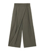 Green Wool Cropped Wrap Trousers
