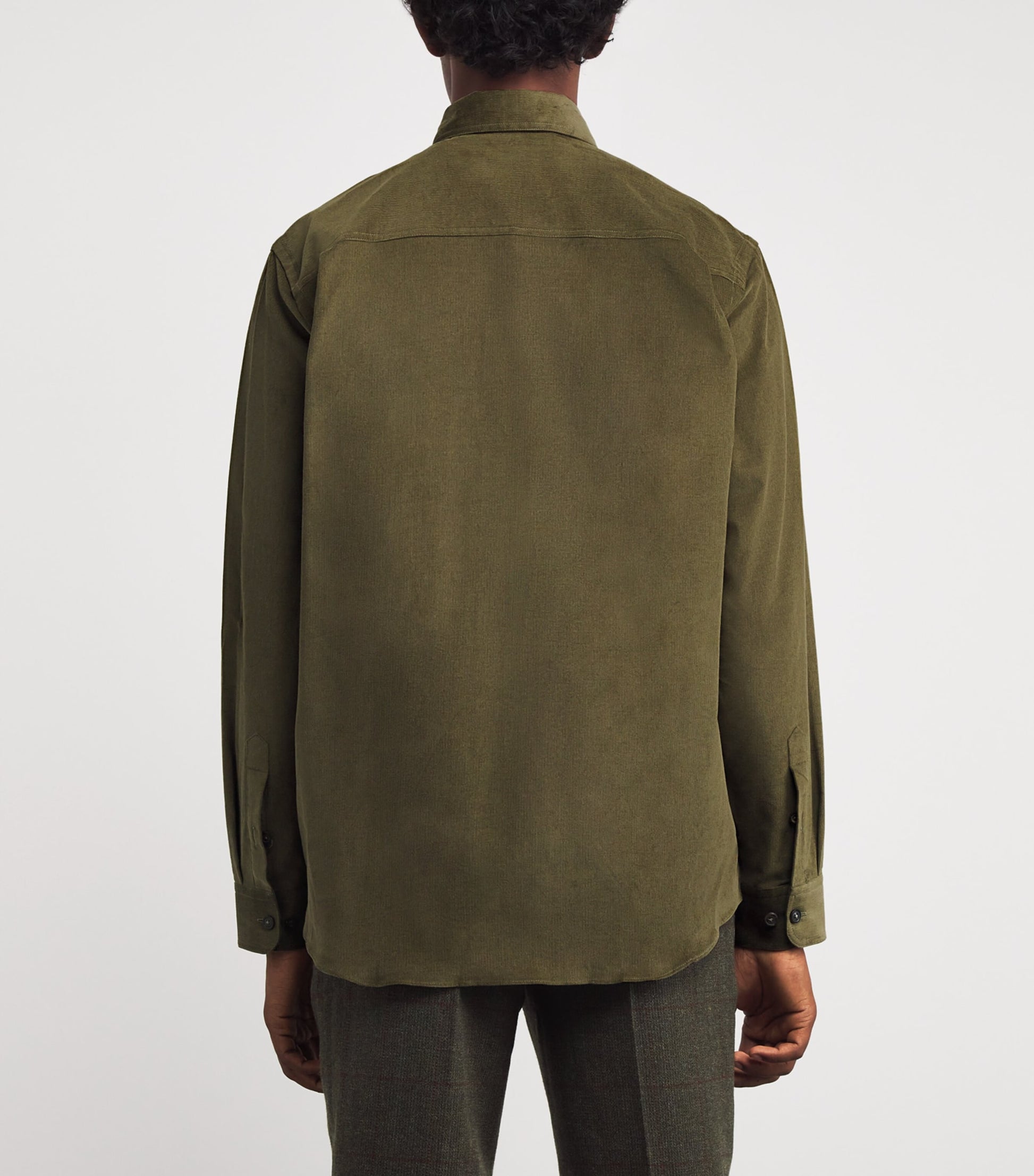 Green Cotton Corduroy Twin-Pocket Shirt