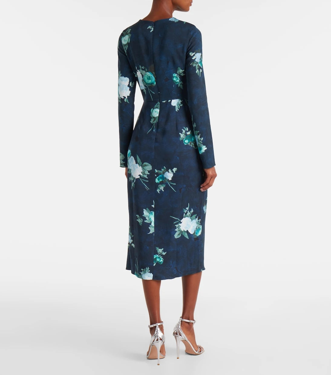 Erdem - Floral draped cady midi dress