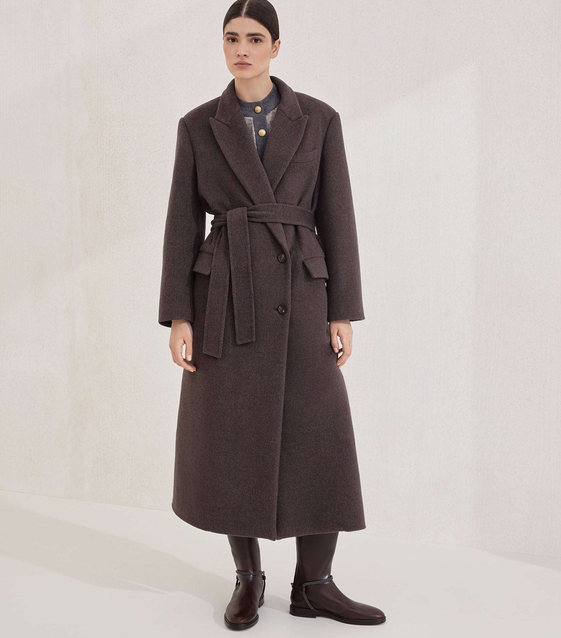 Virgin Wool-Cashmere Belted Trench Coat