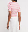 VALENTI Pink Cotton-Blend Stripe Crop Top