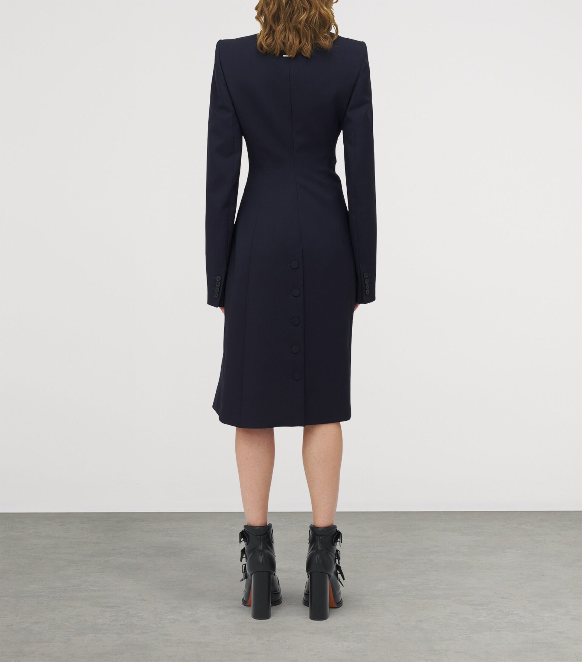 Blue Wool Twisted-Lapel Coat