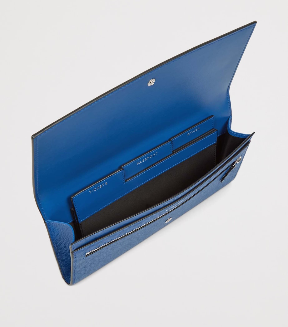 Blue Panama Leather Marshall Travel Wallet