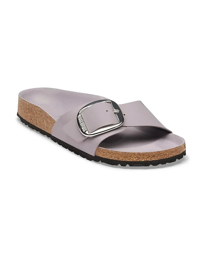 Birkenstock Kadın Deri Terlik Madrid Big Buckle Natural Leather Patent