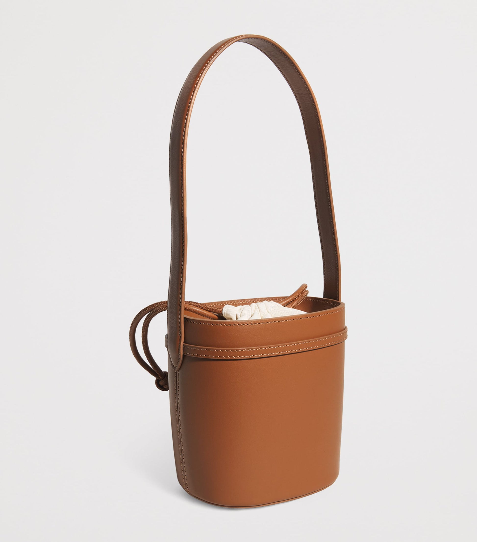Self-Portrait Brown Leather Bow Bucket Bag
