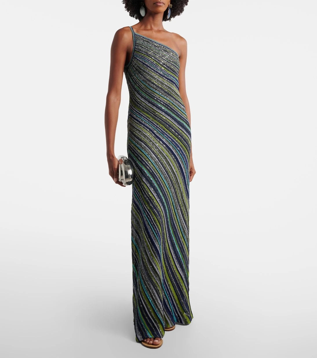 Missoni - Sequined one-shoulder lamé maxi dress
