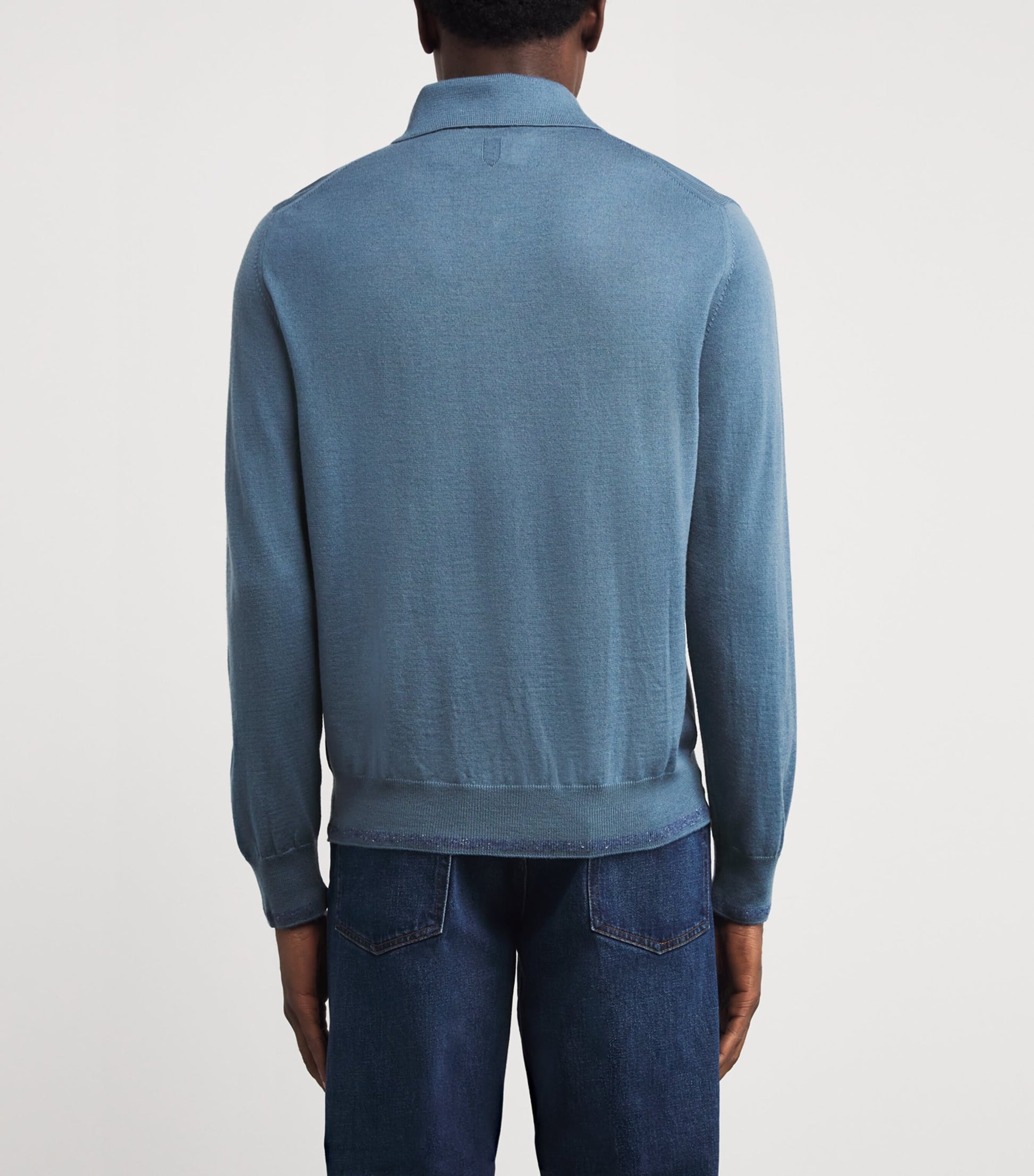 Wool-Blend Zip-Up Polo Shirt