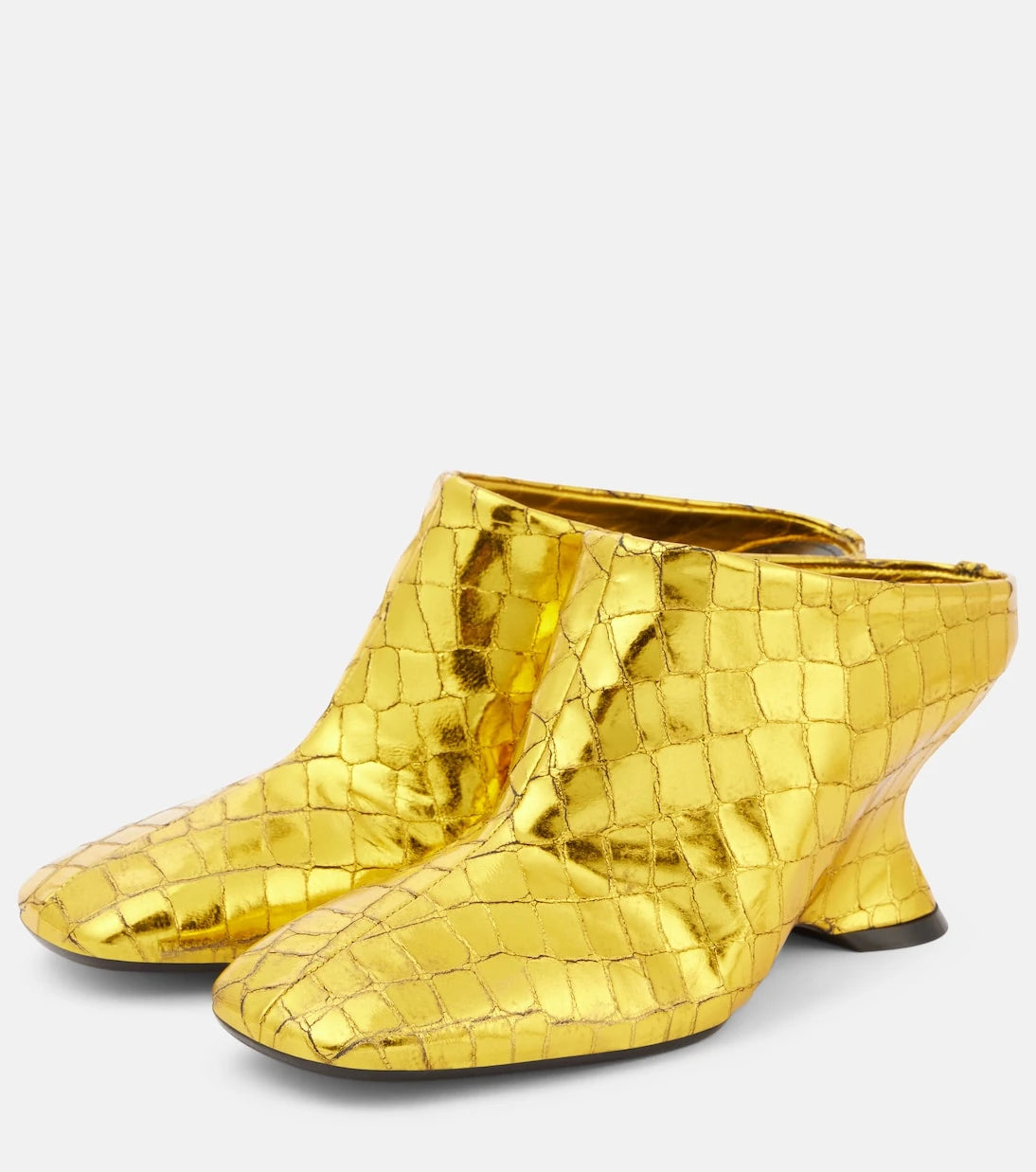 Dries Van Noten - Croc-effect leather wedge mules