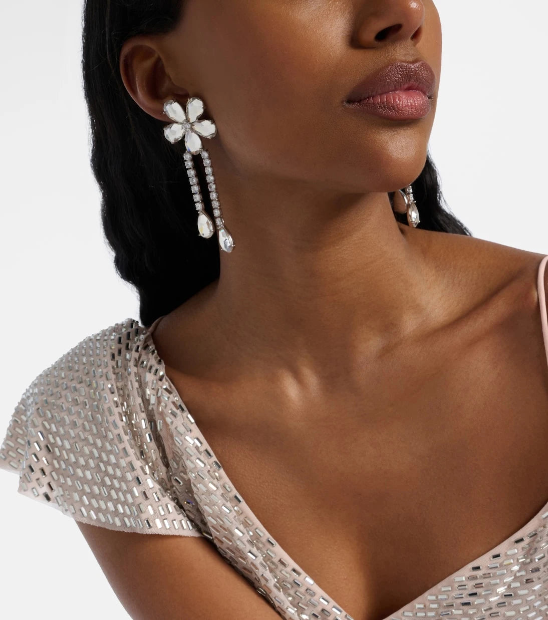 Self-Portrait - Crystal-embellished drop earrings