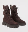 Brown Noemi 45 Suede Biker Boots