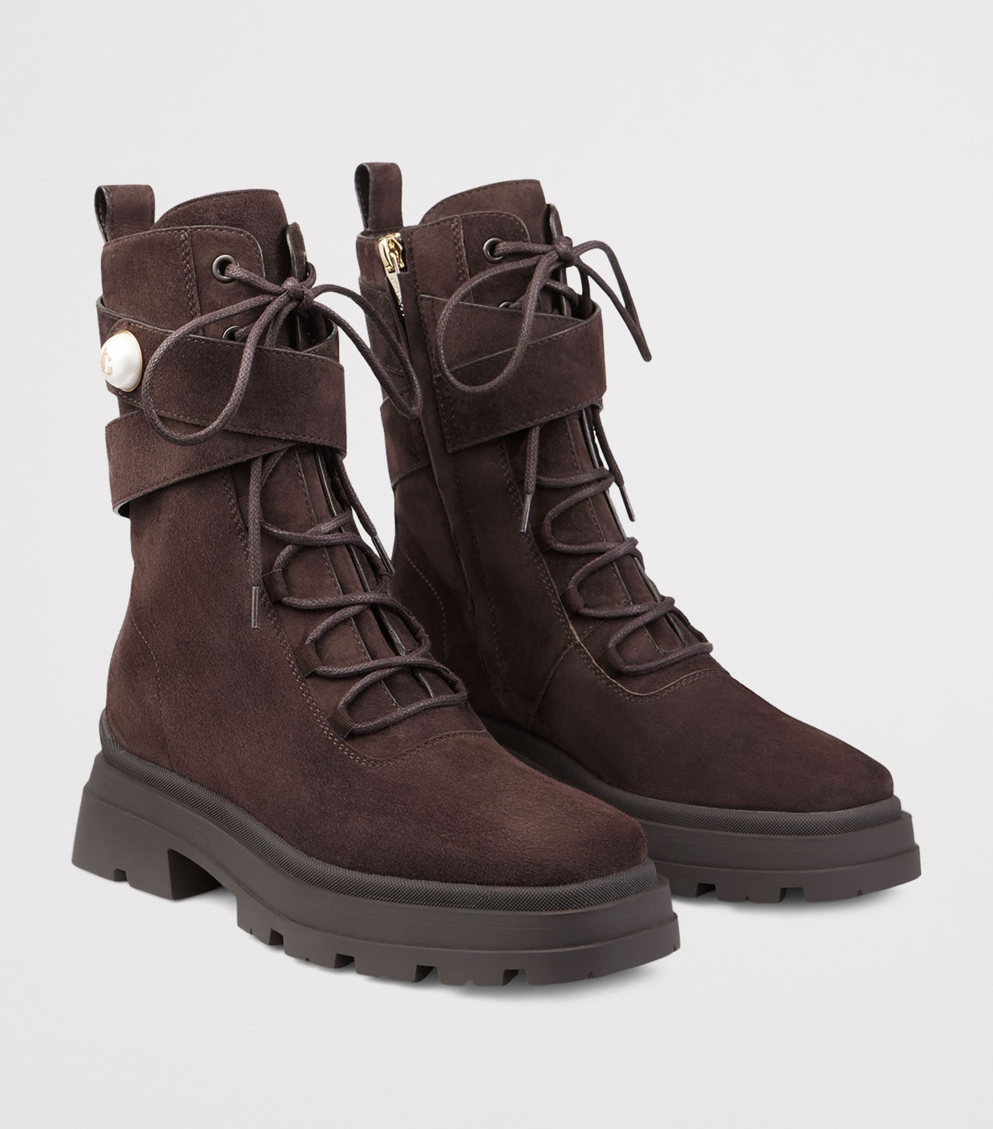 Brown Noemi 45 Suede Biker Boots