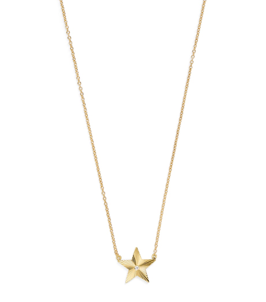 Mini Yellow Gold and Diamond 70s Star Necklace