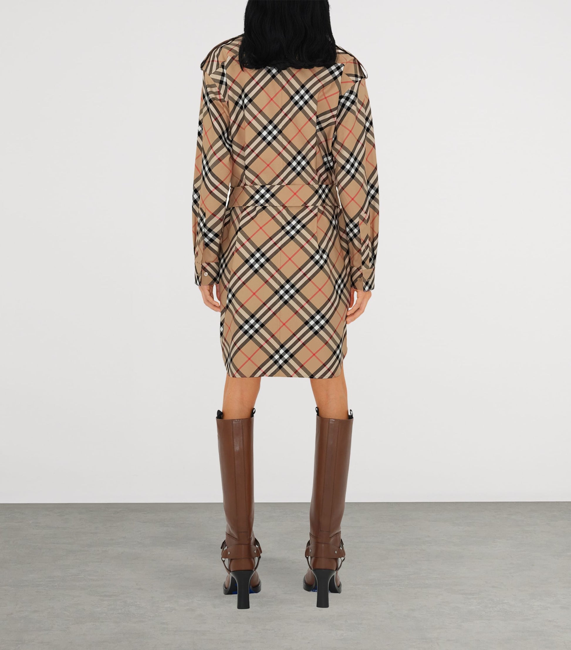 Burberry Beige Cotton Check Shirt Dress